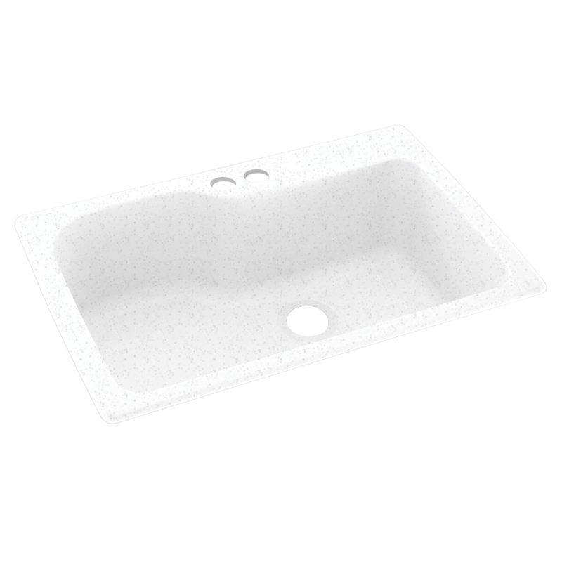 KS03322SB.035-2B 33-in D x 22-in W x 10.563-in H Solid Surface Dual Mount Single Bowl Kitchen Sink with 2-Hole in Arctic Granite