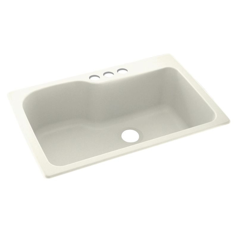33-in D x 22-in W x 10.563-in H Solid Surface Dual Mount Single Bowl Kitchen Sink with 3-Hole in Bisque