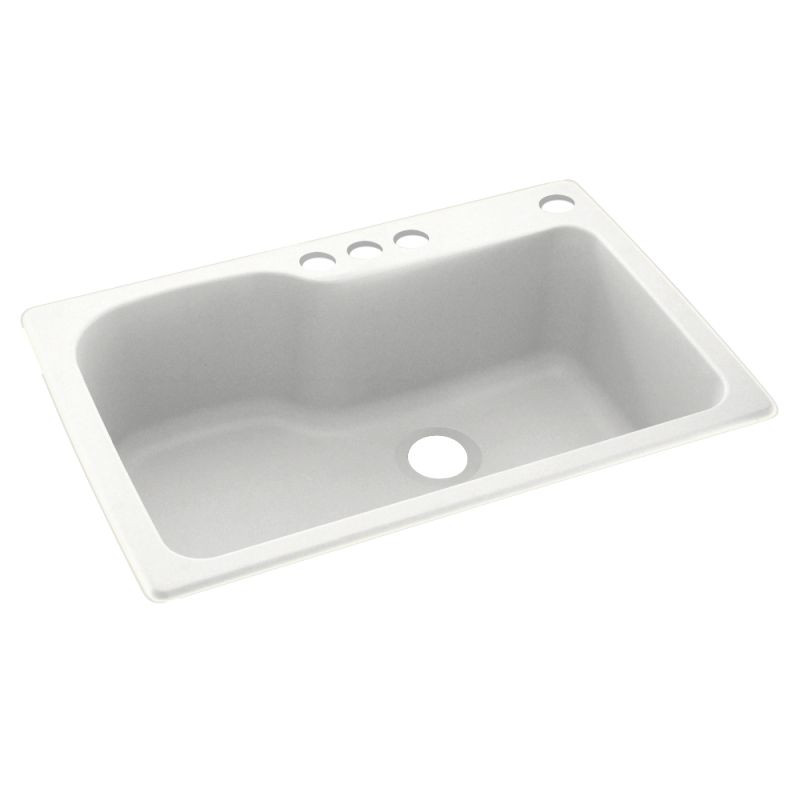 33-in D x 22-in W x 10.563-in H Solid Surface Dual Mount Single Bowl Kitchen Sink with 4-Hole in Tahiti White