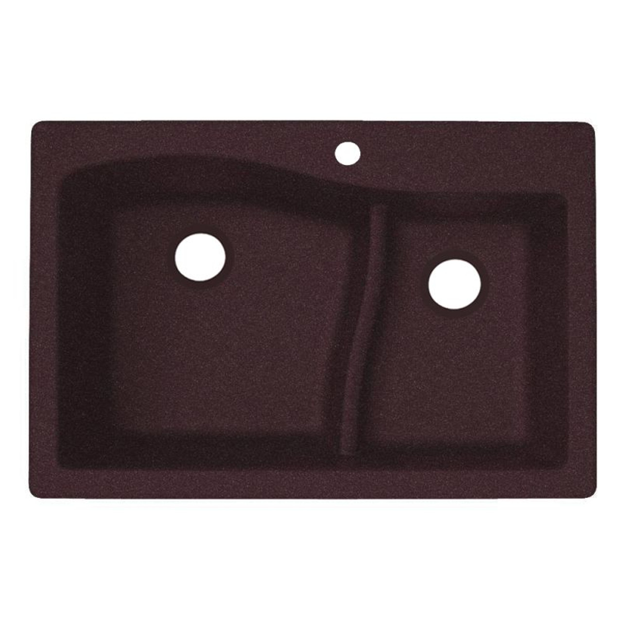 33-in D x 22-in W x 5.625-in H Granite Dual Mount Double Bowl Kitchen Sink with 1-Hole in Espresso