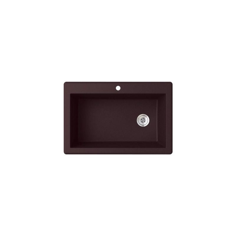 25-in D x 22-in W x 9.5-in H Granite Dual Mount Single Bowl Kitchen Sink with 1-Hole in Espresso
