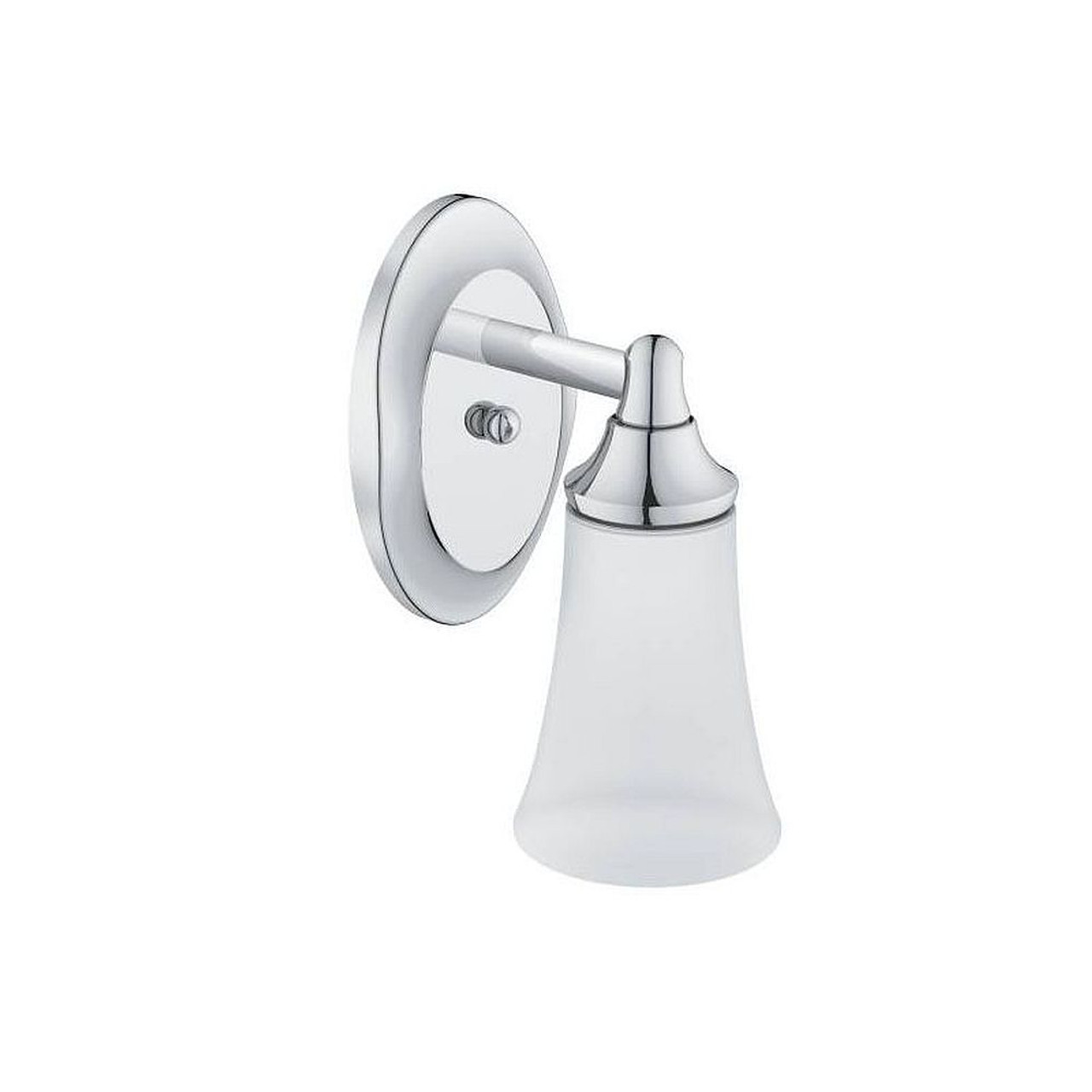Single Light Bathroom Sconce with Frosted Shade in Chrome Single Light Bathroom Sconce with Frosted Shade in Chrome