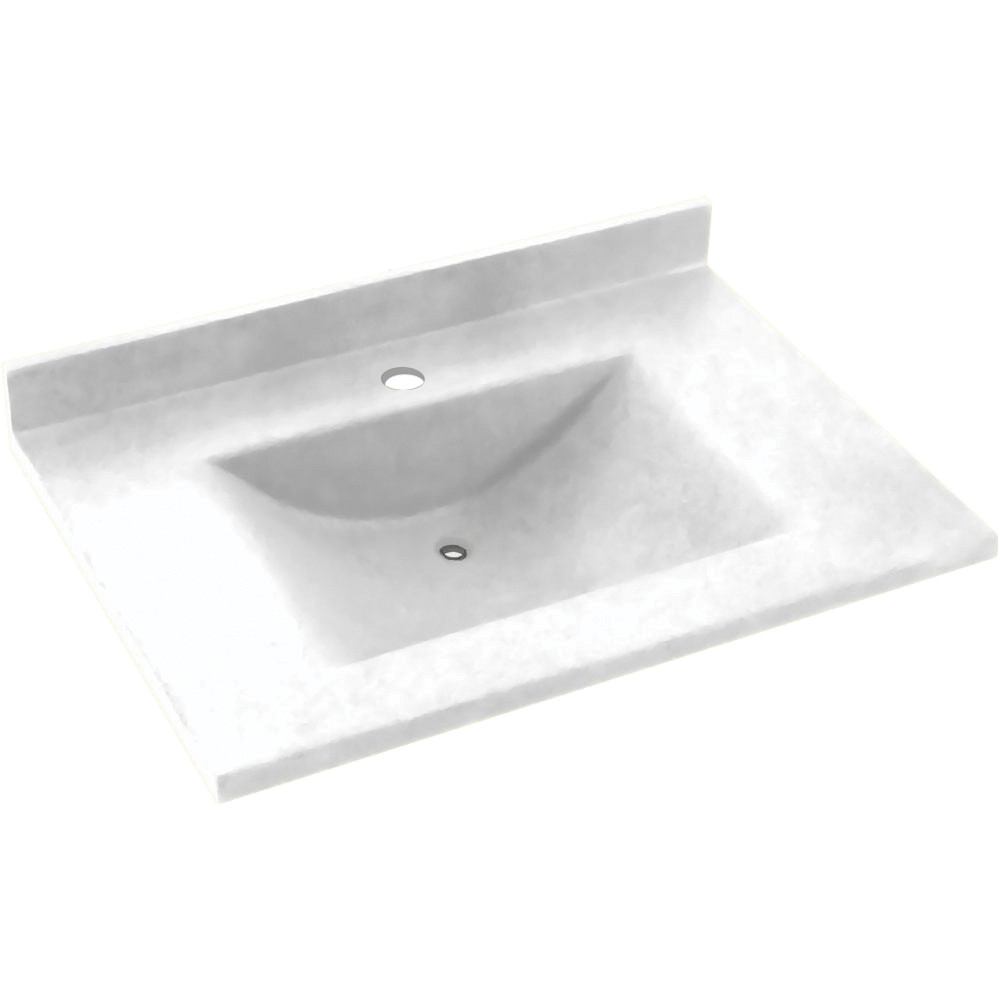 Composite 31-in x 22-in Integral Single Sink Bathroom Vanity Top in White