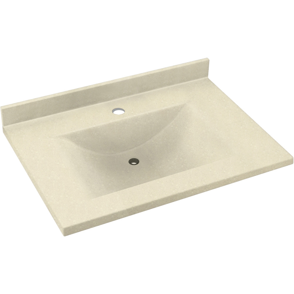 Composite 31-in x 22-in Integral Single Sink Bathroom Vanity Top in Bone