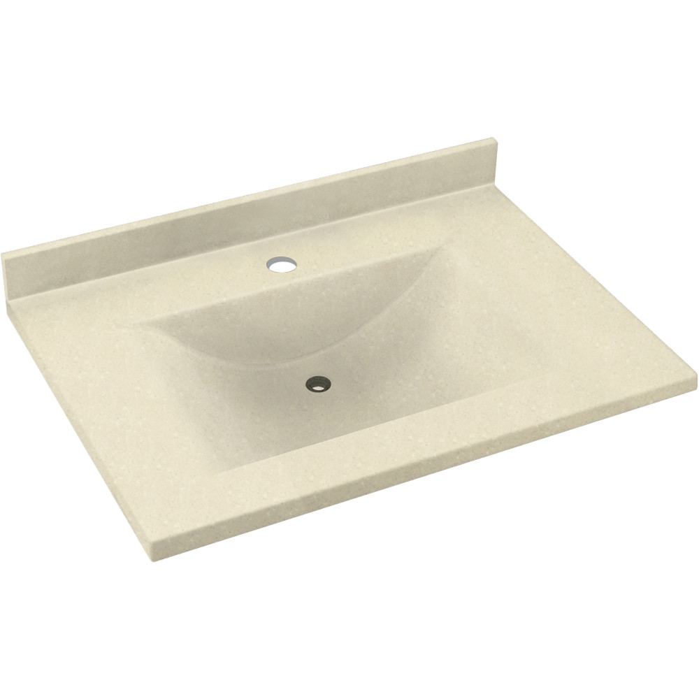 Composite 37-in x 22-in Integral Single Sink Bathroom Vanity Top in Bone