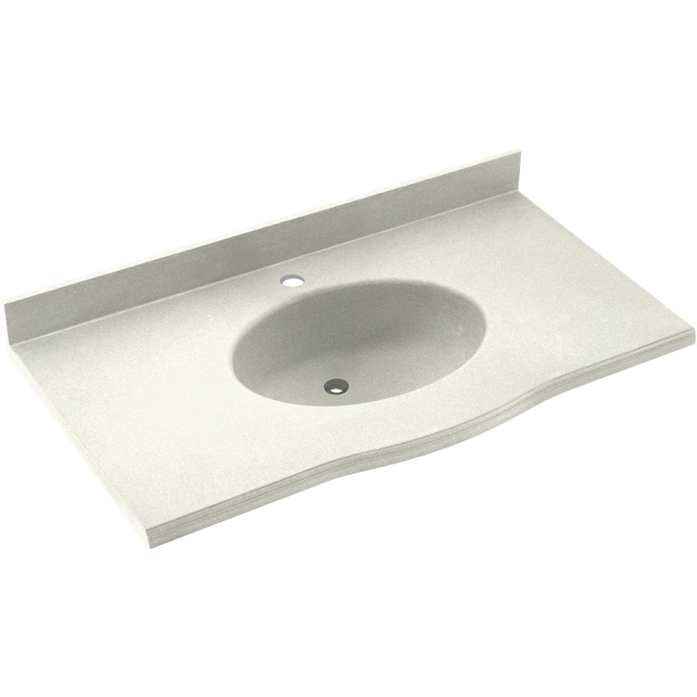 EV1B2255-018 Solid Surface 55-in x 22-in Integral Single Sink Bathroom Vanity Top in Bisque