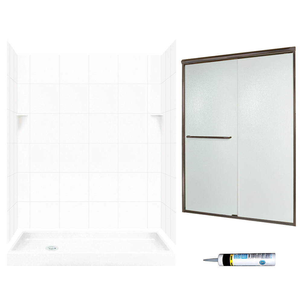 Swan SQP326L010-M58570BR 72.5-in x 60-in x 32-in 5-Piece Alcove Shower Kit in White