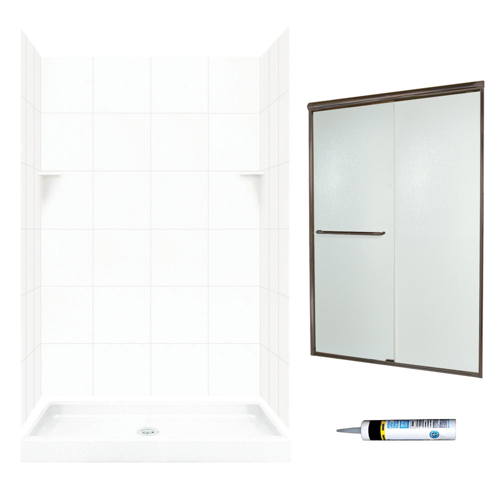 Swan SQP3448010-M46570BR 72.5-in x 48-in x 34-in 5-Piece Alcove Shower Kit in White