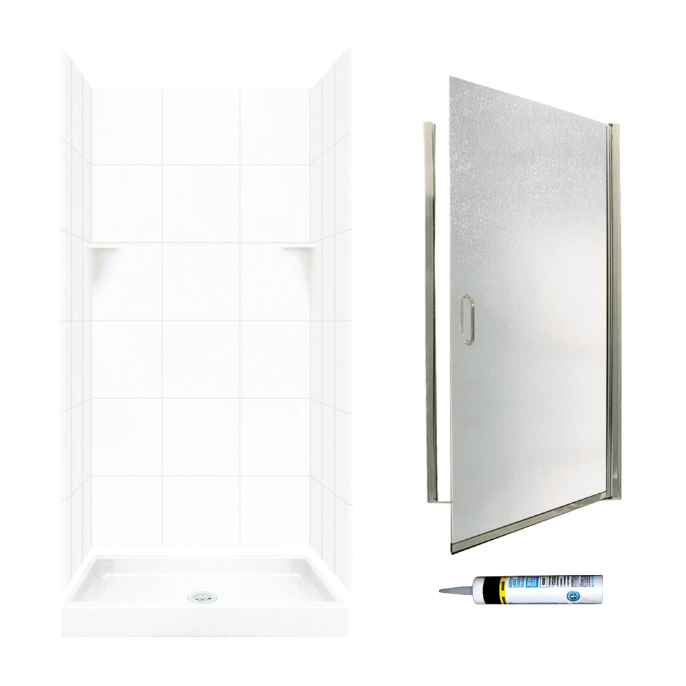 SQP3636010-M34570NR 72.5-in x 36-in x 36-in 5-Piece Alcove Shower Kit in White
