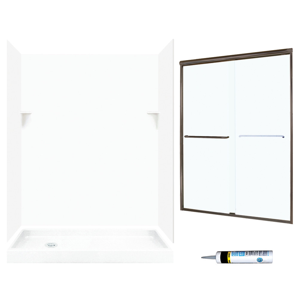 SSP326L010-M58570BC 72-in x 60-in x 32-in 5-Piece Alcove Shower Kit in White