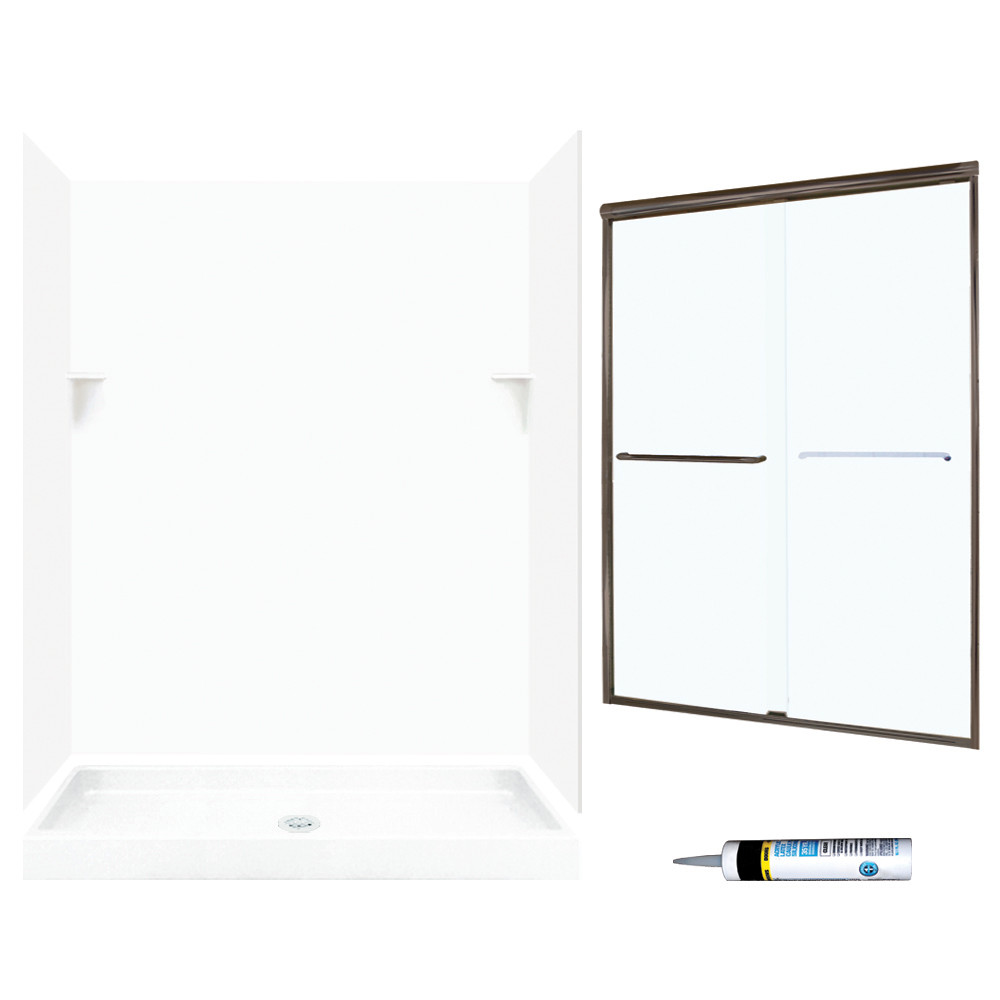Swan SSP3460010-M58570BC 72-in x 60-in x 34-in 5-Piece Alcove Shower Kit in White