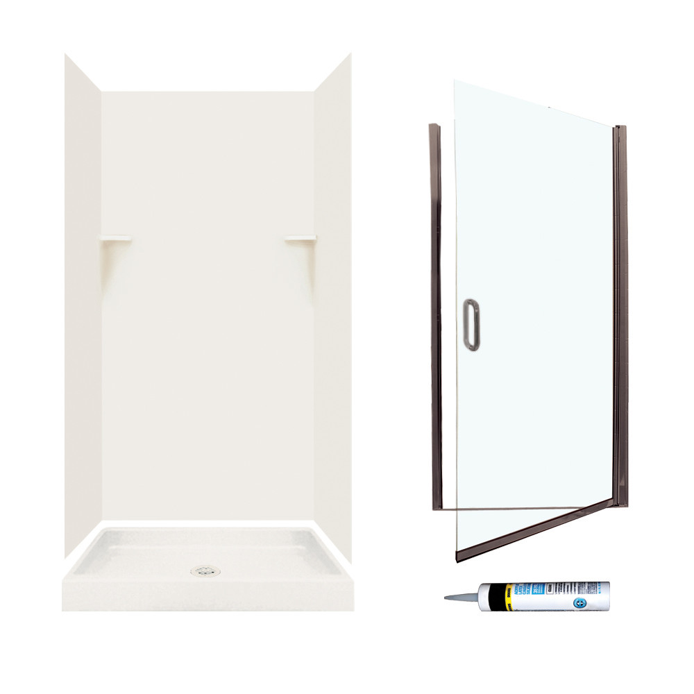 Swan SSP3636018-M34570BC 72-in x 36-in x 36-in 5-Piece Alcove Shower Kit in Bisque