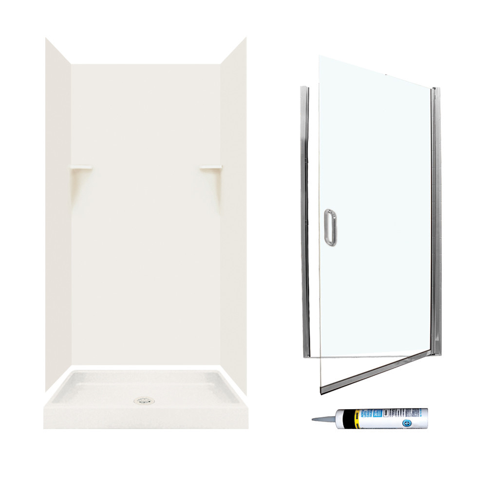 SSP3636018-M34570NC 72-in x 36-in x 36-in 5-Piece Alcove Shower Kit in Bisque