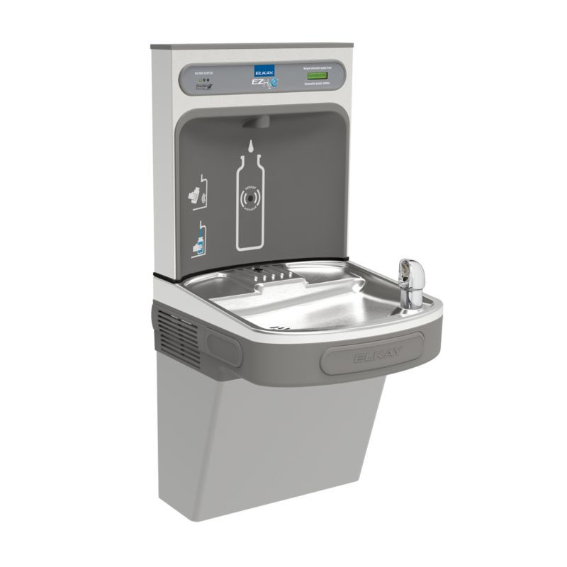 Elkay LZS8WSVRLK Filtered Bottle Filling Station with Single ADA Cooler in Light Gray Granite