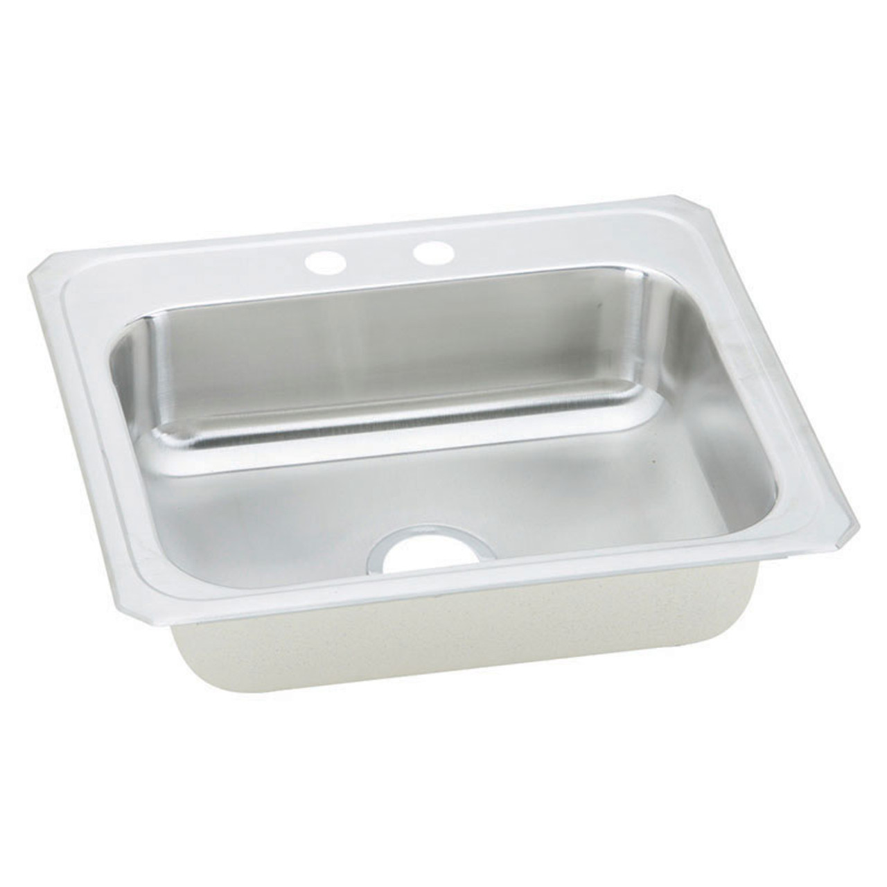 25" x 21-1/4" x 6-7/8" 20 Gauge Stainless Steel Single Bowl Drop-in Kitchen Sink with 2 Faucet Holes in Brushed Satin