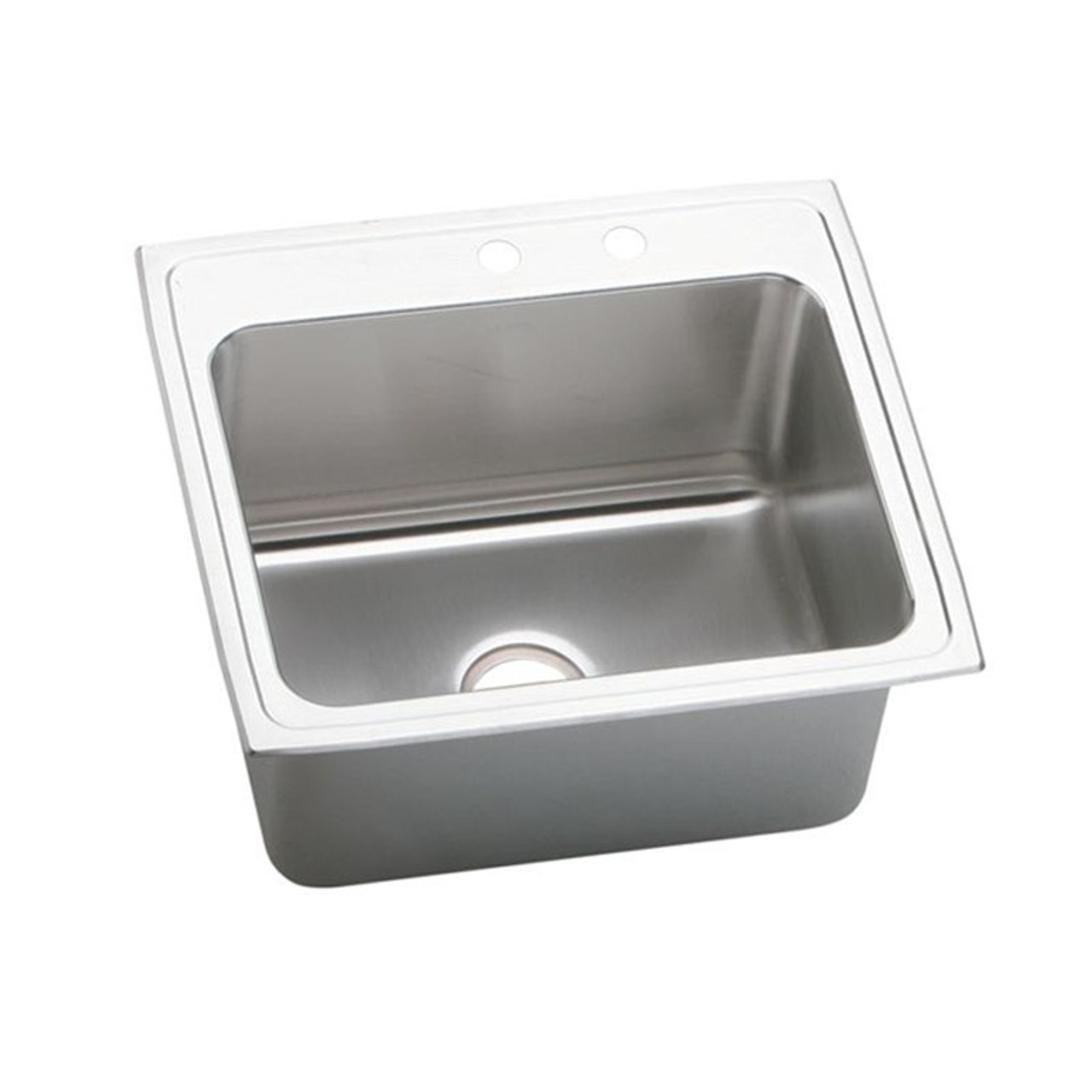 25" x 22" x 12-1/8" 18 Gauge Stainless Steel Single Bowl Drop-in Kitchen Sink with Middle Right 2 Faucet Holes in Lustrous Satin