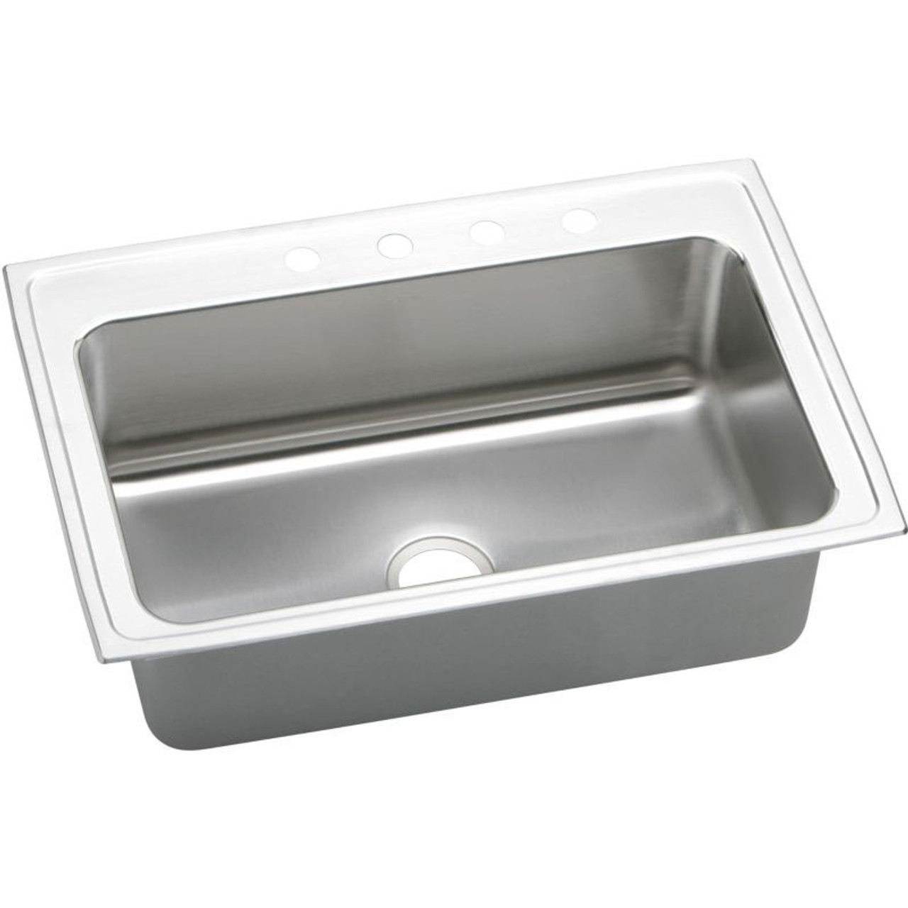 27" x 22" x 10" 18 Gauge Stainless Steel Single Bowl Dual Mount Kitchen Sink with 4 Faucet Holes in Lustrous Satin