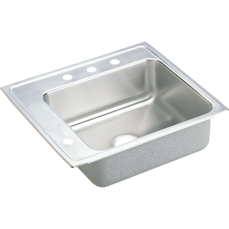 Elkay DRKAD222045L4 Stainless Steel Single Bowl Top Mount Sink with 4 Faucet Holes in Lustrous Highlighted Satin