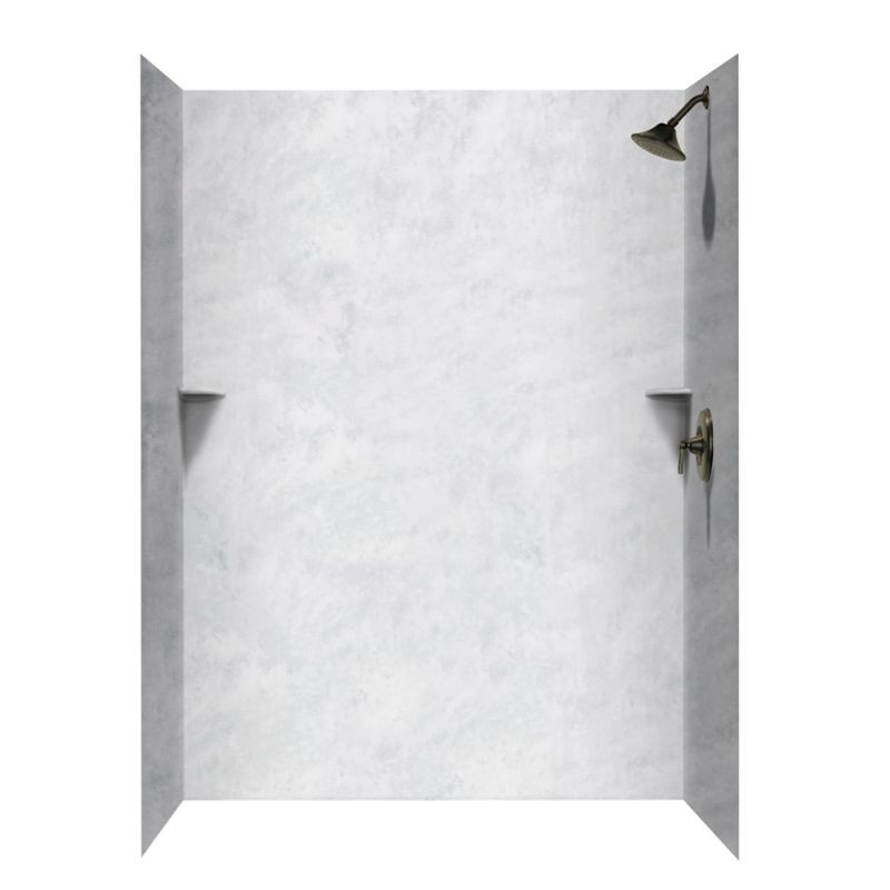 36-in D x 62-in W x 96-in H Solid Surface Shower Wall Surround in Ice