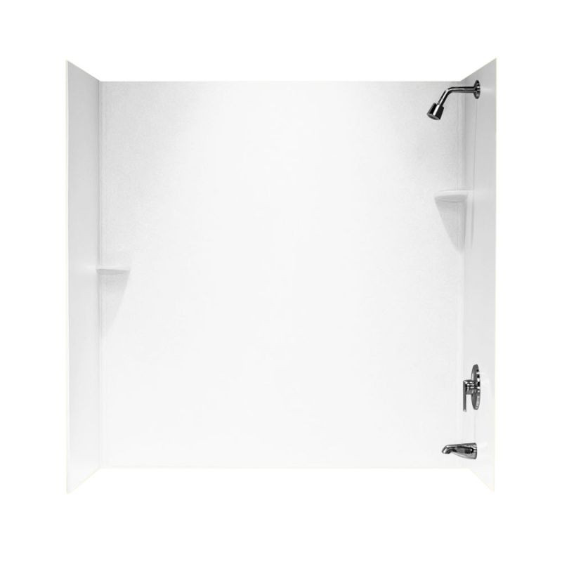 SS-60-3-010 30-in D x 60-in W x 60-in H Solid Surface Bathtub Wall Kit in White