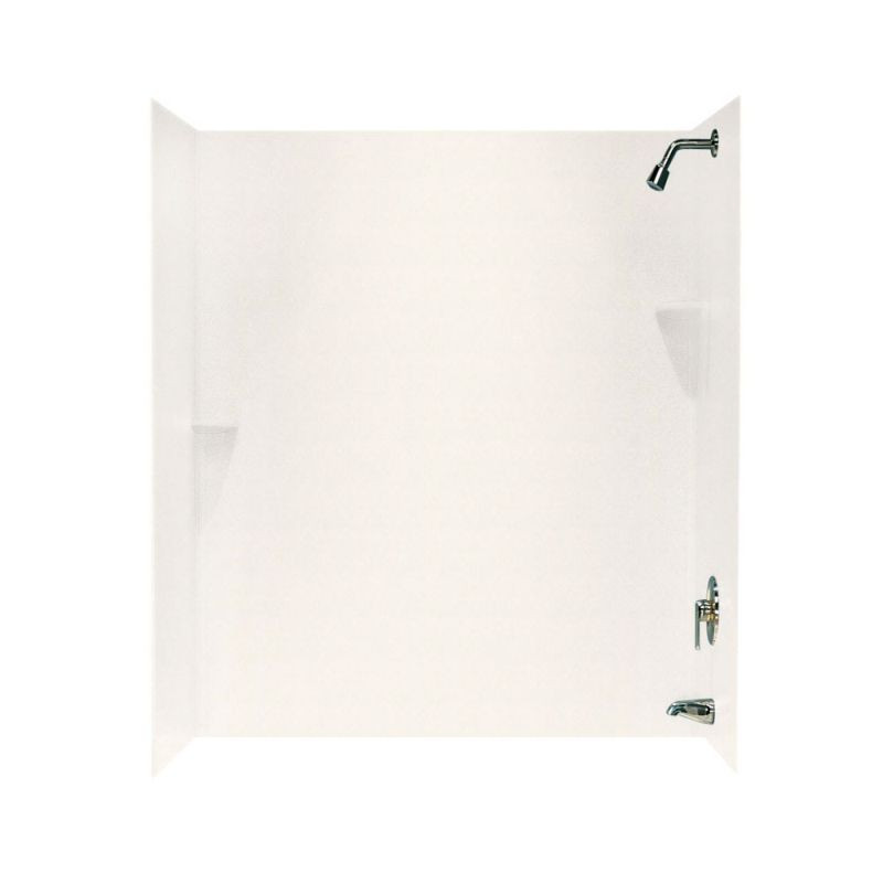 30-in D x 60-in W x 72-in H Solid Surface Bathtub Wall Kit in Tahiti Ivory
