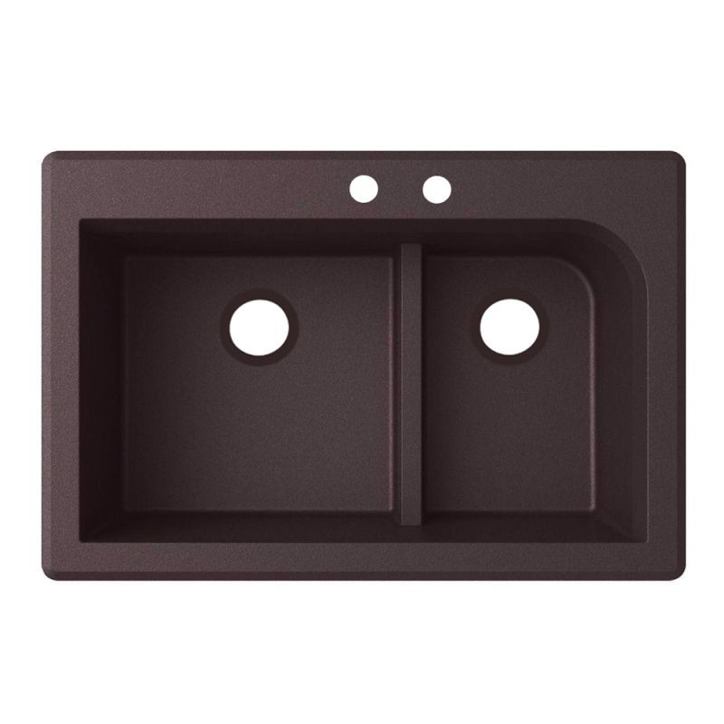 QZ03322LD.170-2C 33-in D x 22-in W x 9.5-in H Granite Dual Mount Double Bowl Kitchen Sink with 2-Hole in Espresso