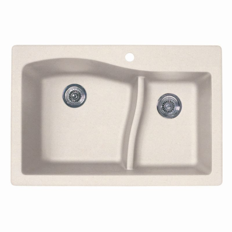 33-in D x 22-in W x 5.625-in H Granite Dual Mount Double Bowl Kitchen Sink with 1-Hole in Granito