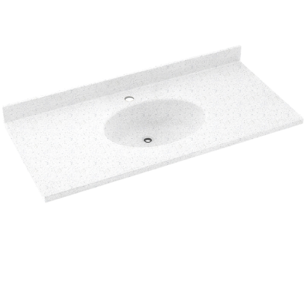 CH1B2261-035 Solid Surface 61-in x 22-in Integral Single Sink Bathroom Vanity Top in Arctic Granite
