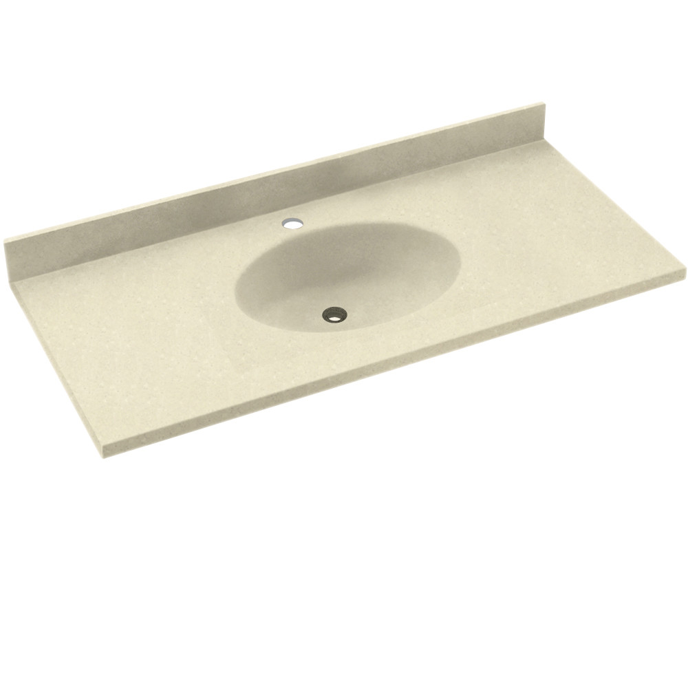 CH1B2261-037 Solid Surface 61-in x 22-in Integral Single Sink Bathroom Vanity Top in Bone