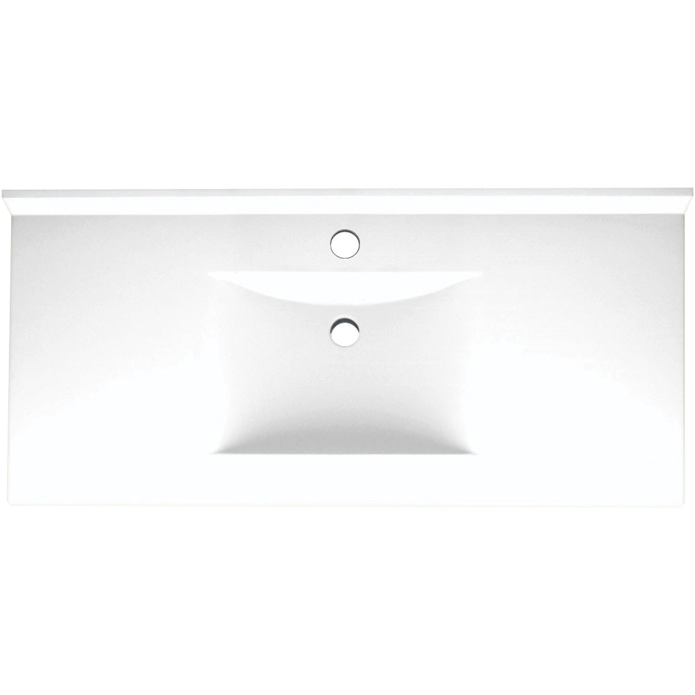 Composite 49-in x 22-in Integral Single Sink Bathroom Vanity Top in White