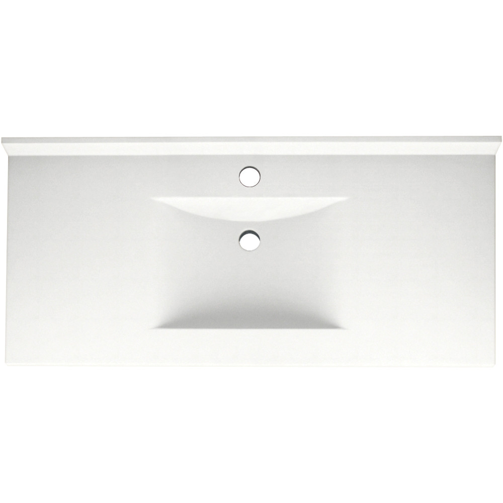 Composite 49-in x 22-in Integral Single Sink Bathroom Vanity Top in Tahiti White