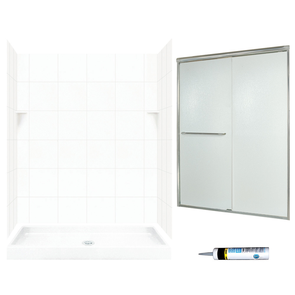 Swan SQP3460010-M58570NR 72.5-in x 60-in x 34-in 5-Piece Alcove Shower Kit in White