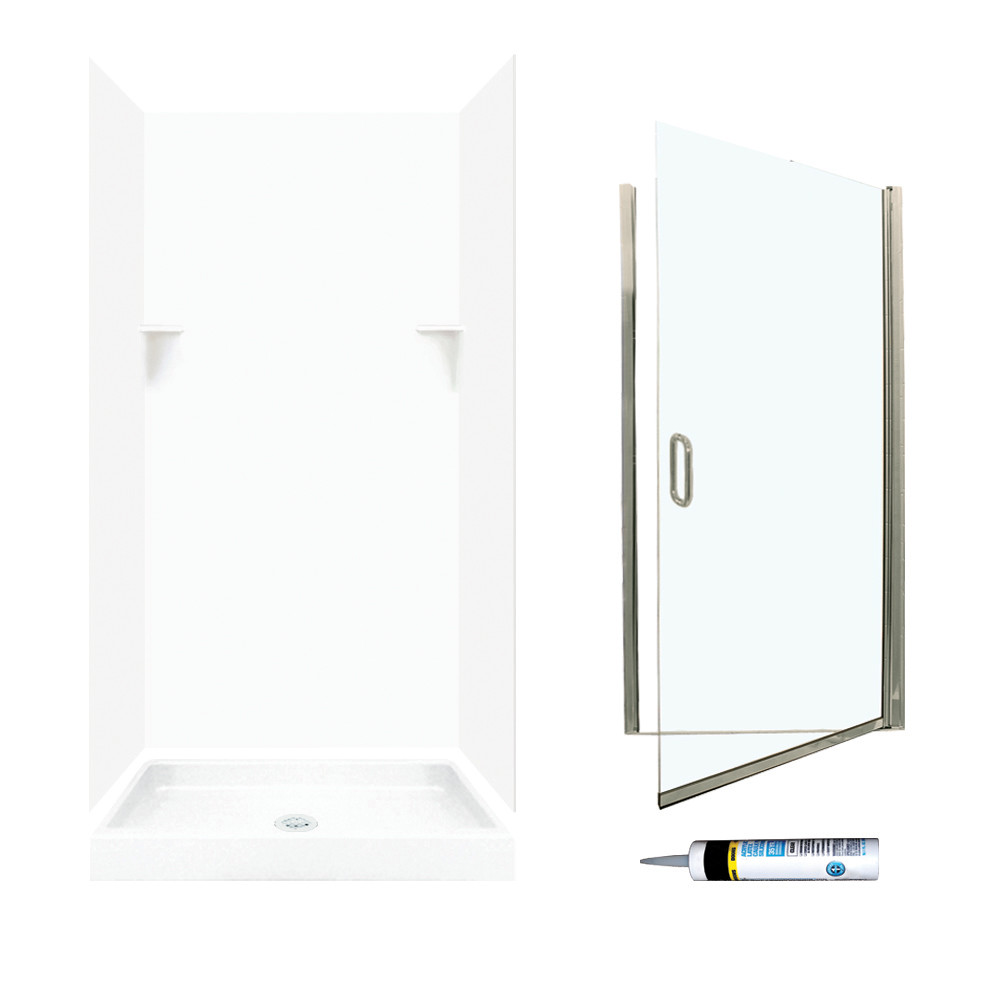 SSP3636010-M34570NC 72-in x 36-in x 36-in 5-Piece Alcove Shower Kit in White