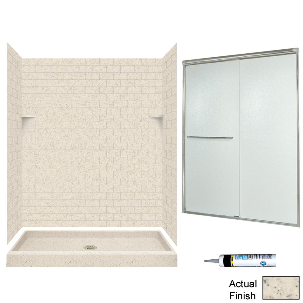 stone 72.5-in x 60-in x 34-in 5-Piece Alcove Shower Kit in Tahiti Desert