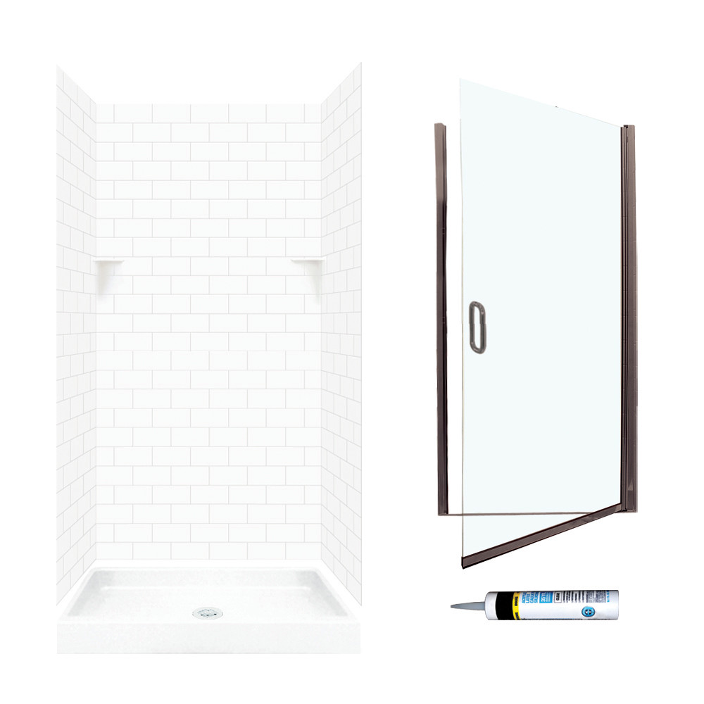 STP3636010-M34570BC 72.5-in x 36-in x 36-in 5-Piece Alcove Shower Kit in White