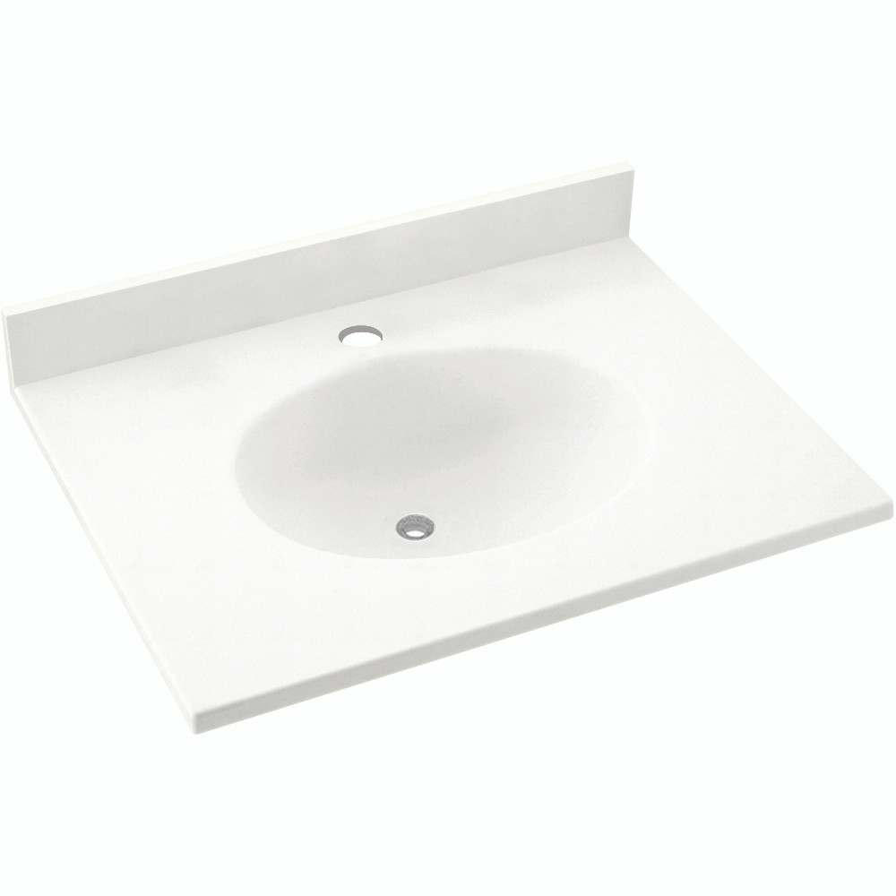 Solid Surface 25-in x 19-in Integral Single Sink Bathroom Vanity Top in Tahiti White