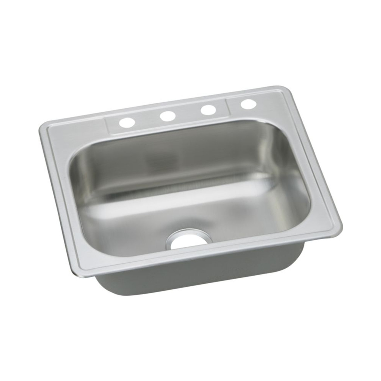 Stainless Steel Single Bowl Top Mount Sink with Single Faucet Hole in Elite Satin Stainless Steel Single Bowl Top Mount Sink with Single Faucet Hole in Elite Satin