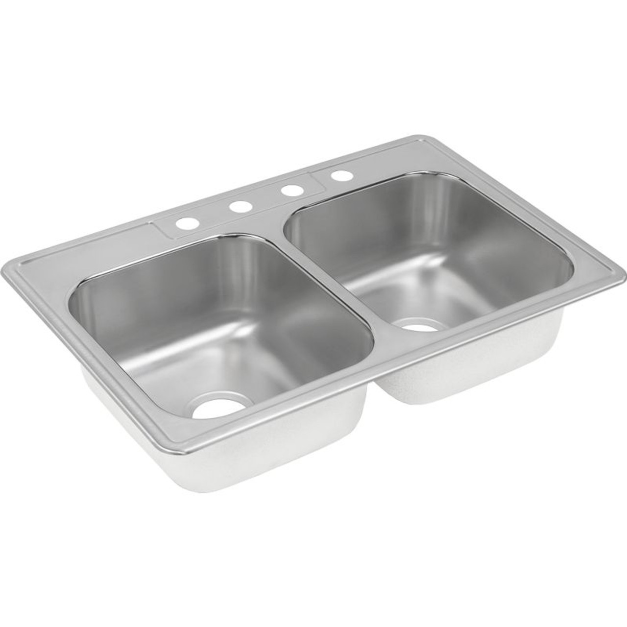 Dayton DXR33224 Stainless Steel Double Bowl Top Mount Sink with 4 Faucet Holes in Satin Dayton DXR33224 Stainless Steel Double Bowl Top Mount Sink with 4 Faucet Holes in Satin