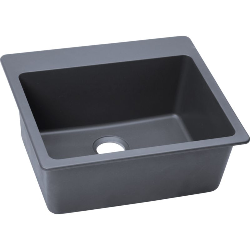 Single Bowl Top Mount Sink with Pre-scores for up to 4 Faucet Holes in Dusk Gray