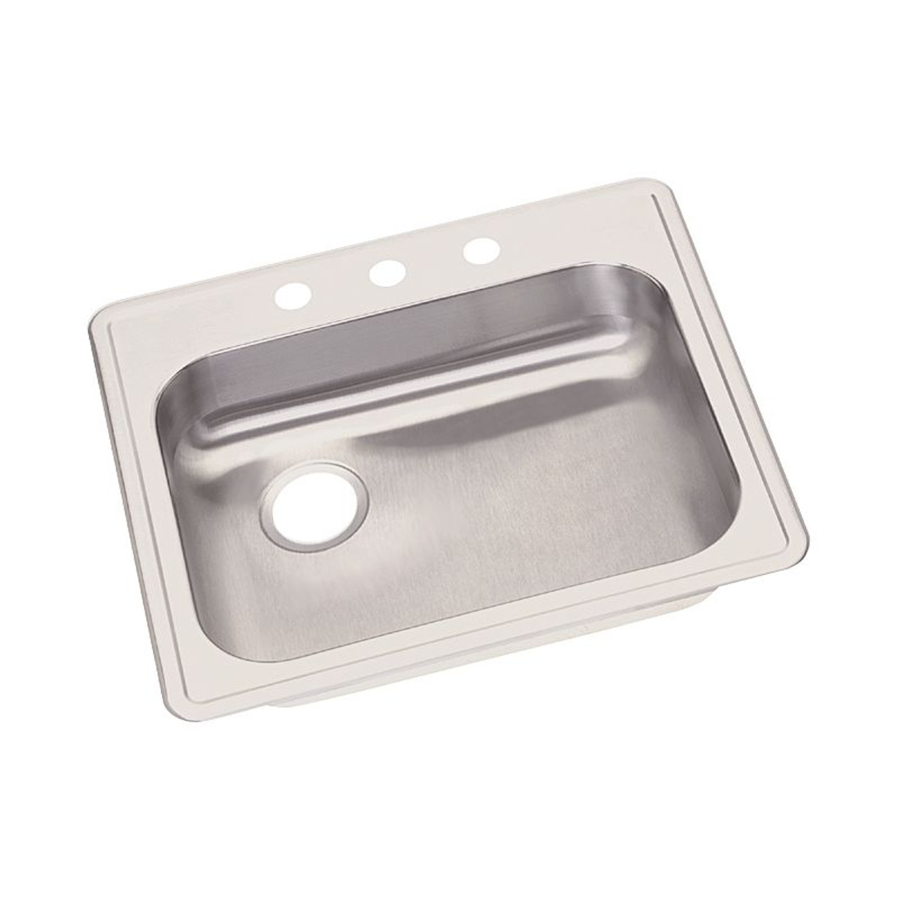 Dayton GE12522MR2 Stainless Steel Single Bowl Top Mount Sink with MR2 Faucet Holes in Satin