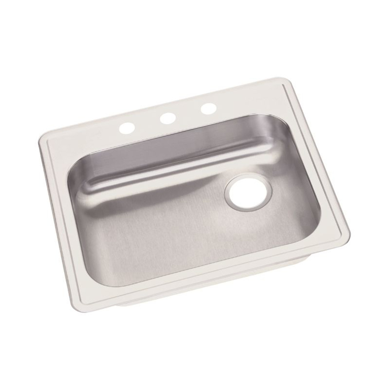 Dayton GE12522R2 Stainless Steel Single Bowl Top Mount Sink with 2 Faucet Holes in Satin
