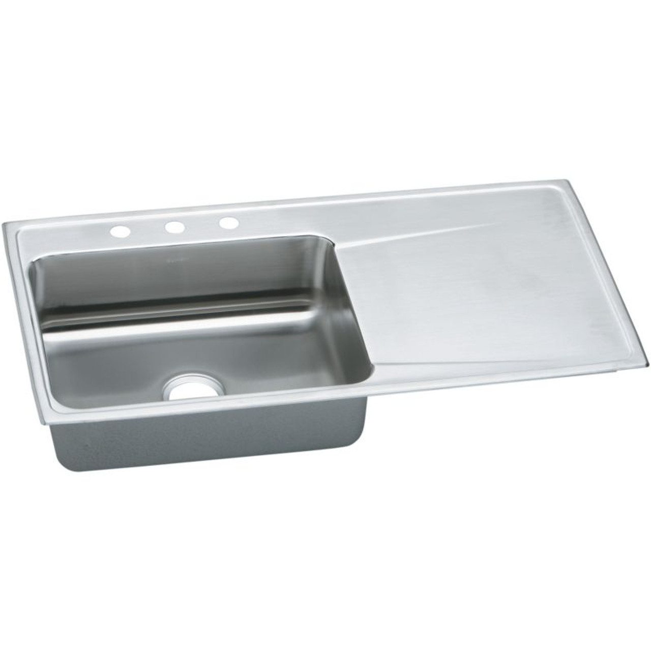 43" x 22" x 7-5/8" 18 Gauge Stainless Steel Single Bowl Drop-in Sink with Left Drainboard and 3 Faucet Holes in Lustrous Satin