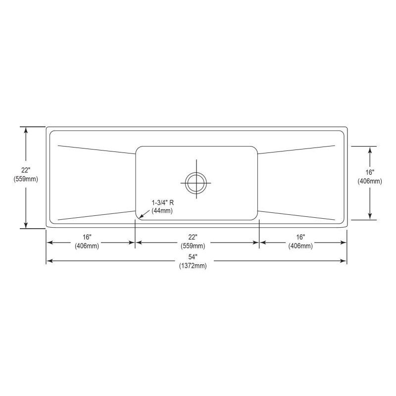 54" x 22" x 7-5/8" 18 Gauge Stainless Steel Single Bowl Drop-in Sink with Drainboard and 1 Faucet Hole in Lustrous Satin