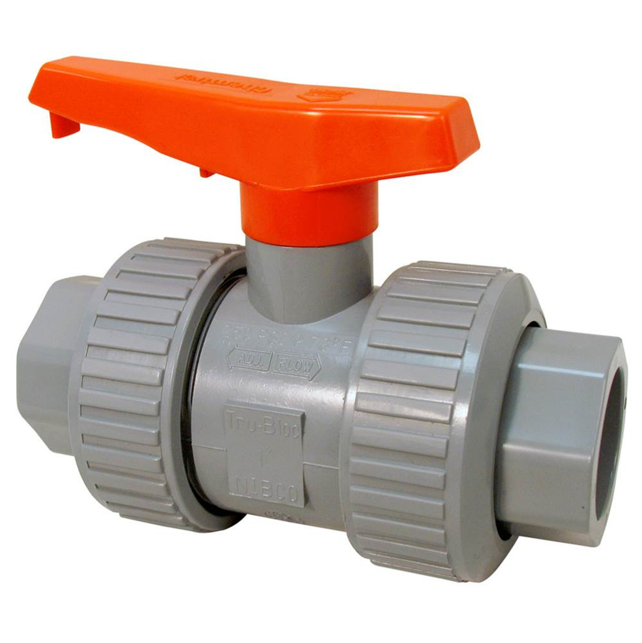 Bleach Ball Valve 3" CPVC Schedule 80 Model C Socket True Union FKM O-Ring, Teflon Seat