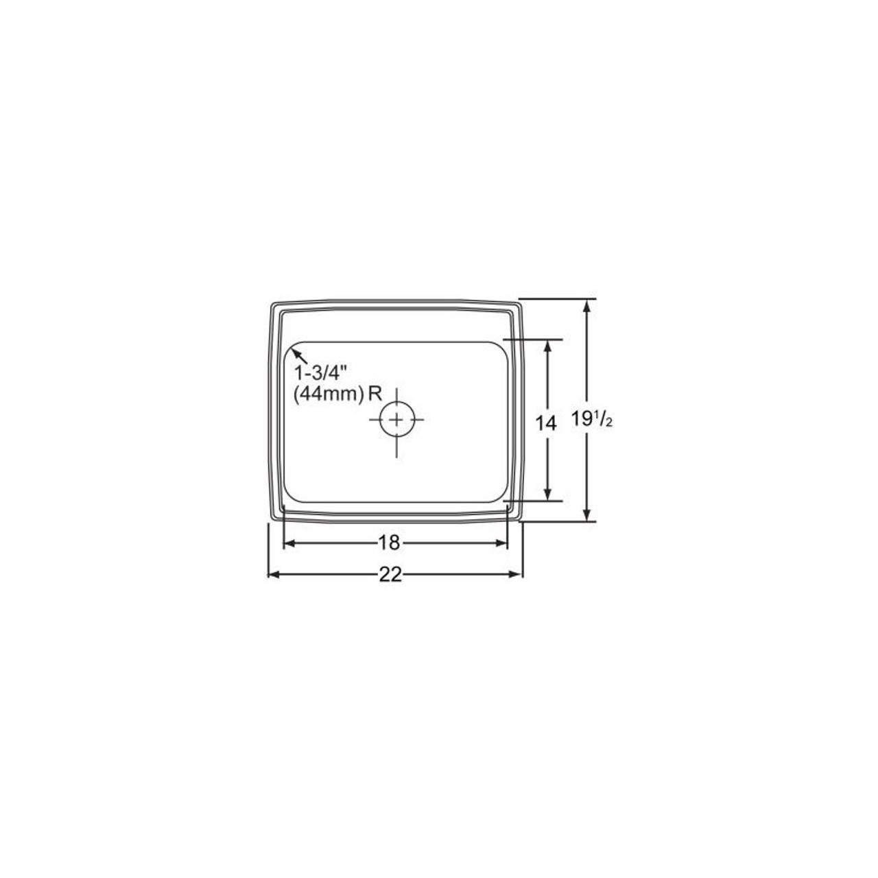 22" x 19-1/2" x 7-5/8" 18 Gauge Stainless Steel Single Bowl Drop-in Kitchen Sink with Perfect Drain and 2 Faucet Holes in Lustrous Satin