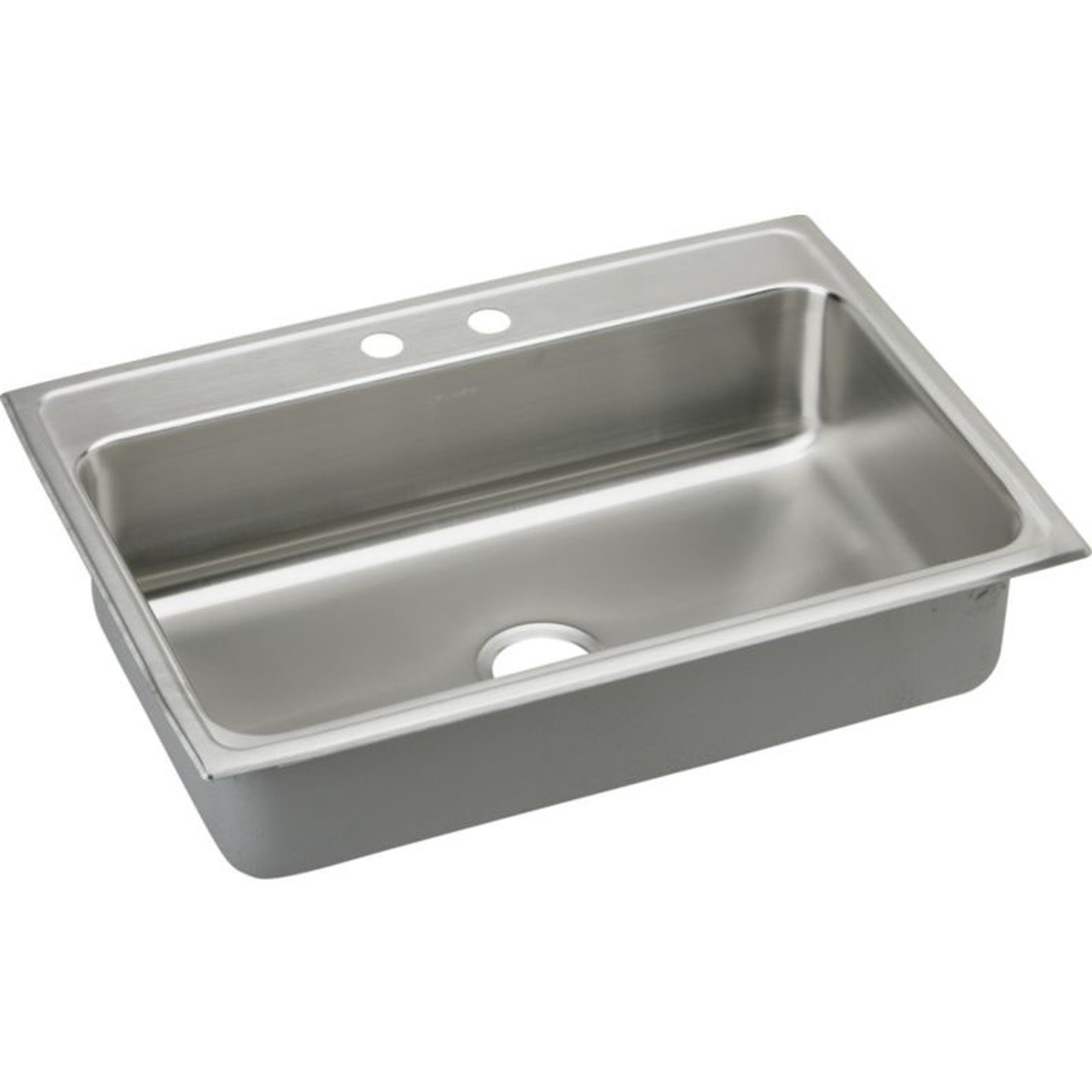 31" x 22" x 7-5/8" 18 Gauge Stainless Steel Single Bowl Drop-in Kitchen Sink with 2 Faucet Holes in Lustrous Satin