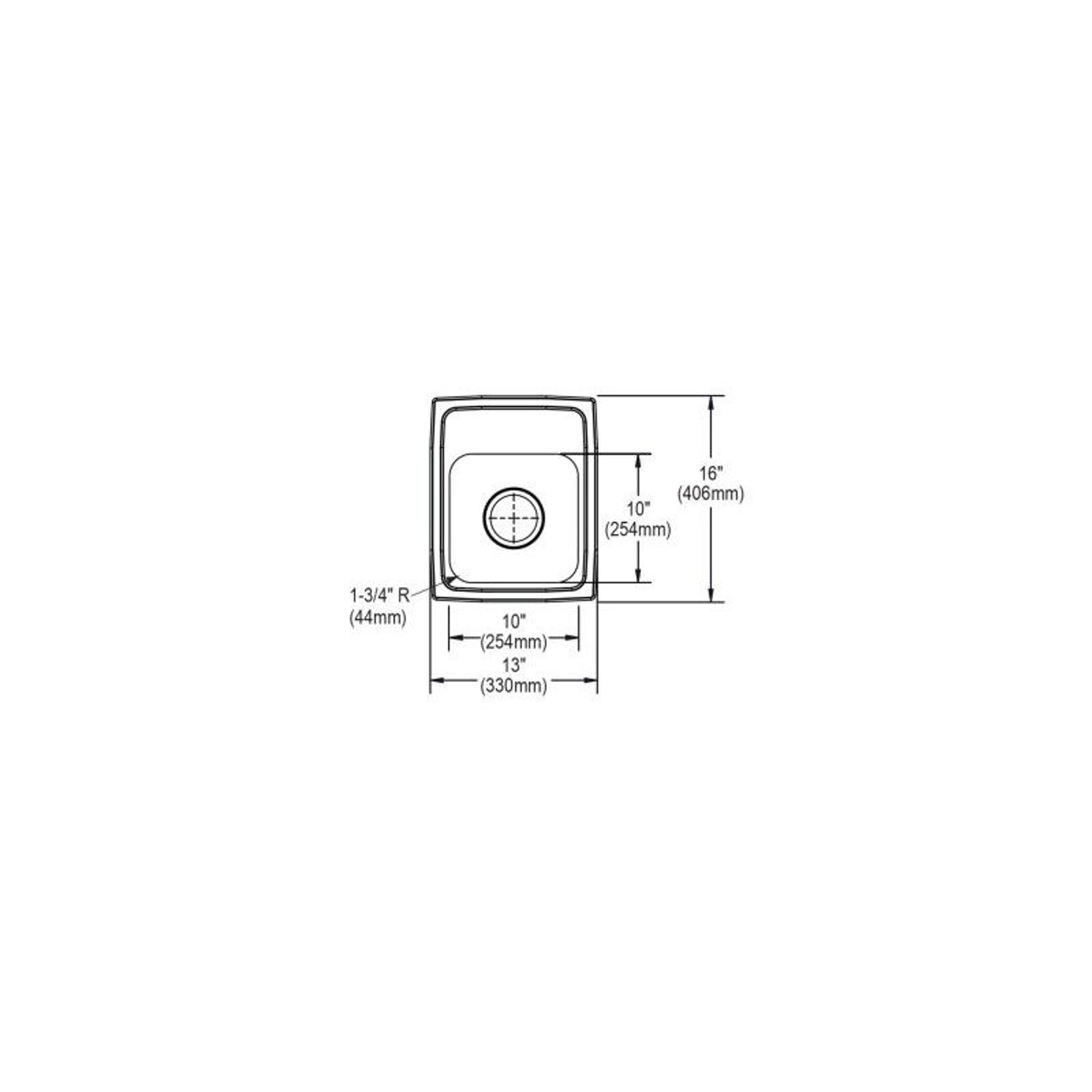 13" x 16" x 5" 18 Gauge Stainless Steel Single Bowl Drop-in ADA Sink with 2 Faucet Holes in Lustrous Satin