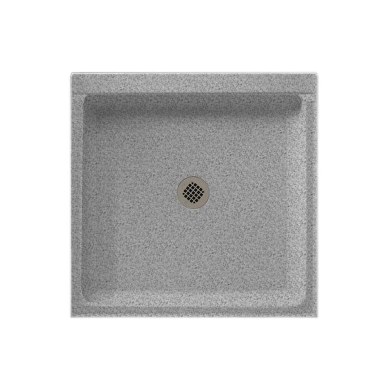 42.188-in D x 36.375-in W x 5.5-in H Solid Surface Shower Base in Gray Granite