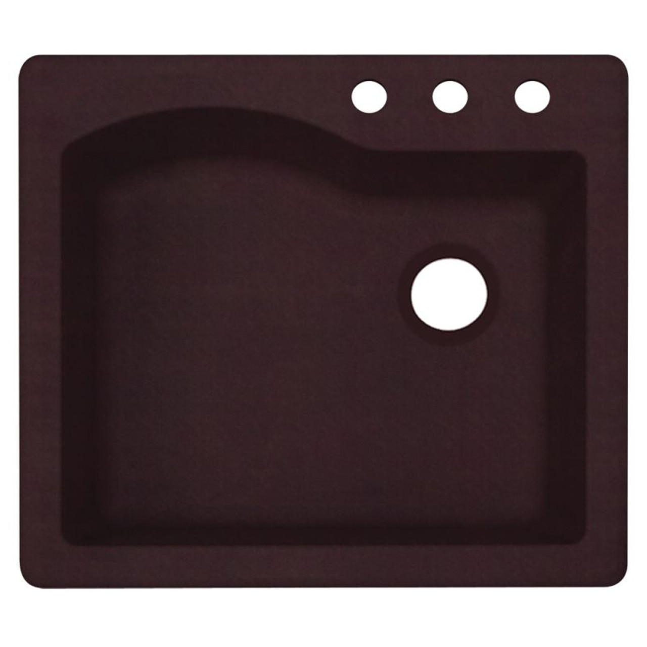 25-in D x 22-in W x 9.5-in H Granite Dual Mount Single Bowl Kitchen Sink with 3-Hole in Espresso