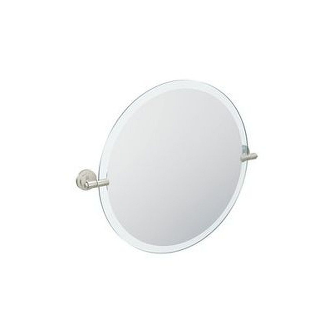 22in Tall Tilting Round Mirror in Brushed Nickel